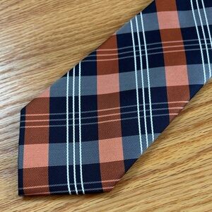Plaid Orange and Navy Men's Tie
